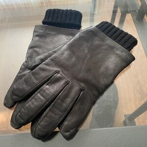 Hestra Womens Leather Black Gloves Lined Size 7.5